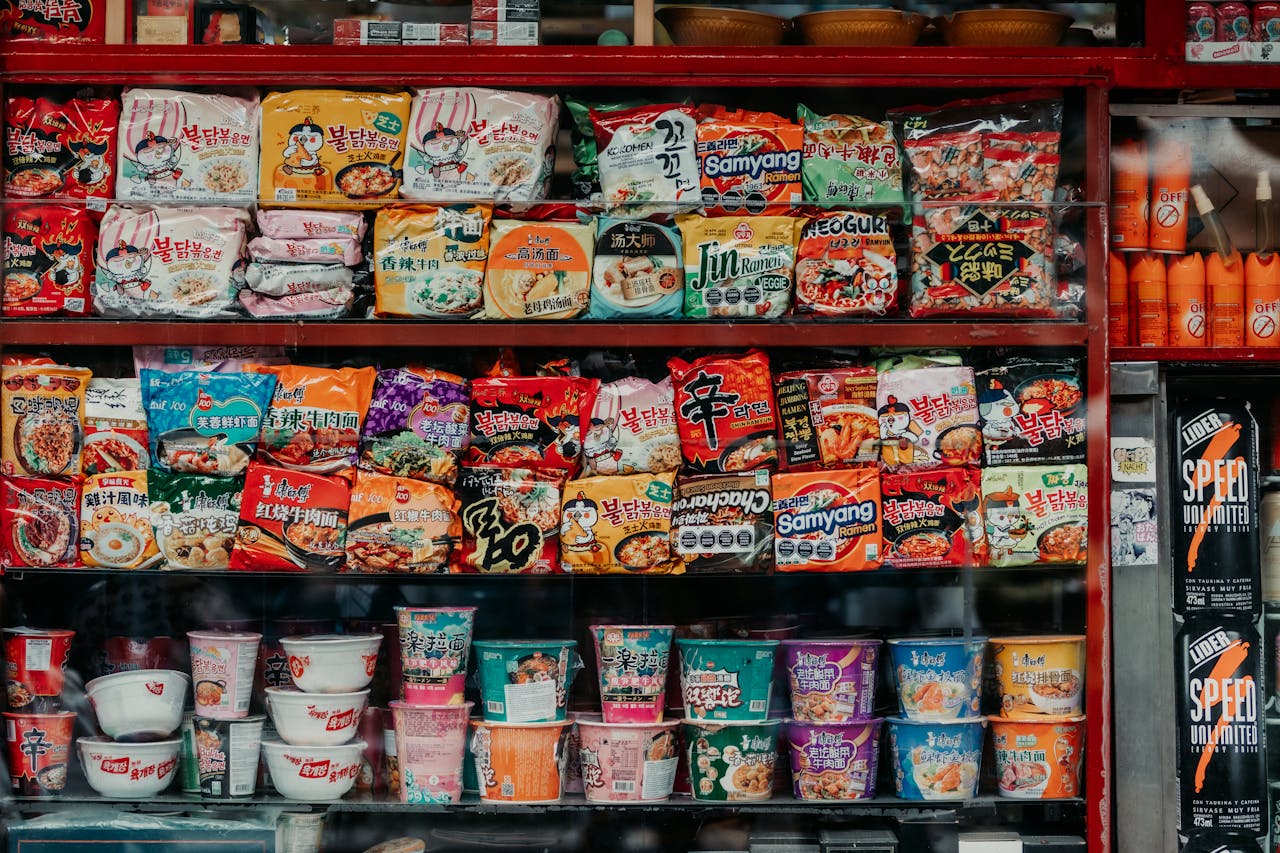 Mastering the First Impression: Your intriguing post title goes here Display of assorted instant noodles and snacks at a market in Buenos Aires, Argentina.